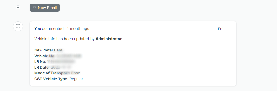 ERPNext e-Waybill Log update showing comment trail