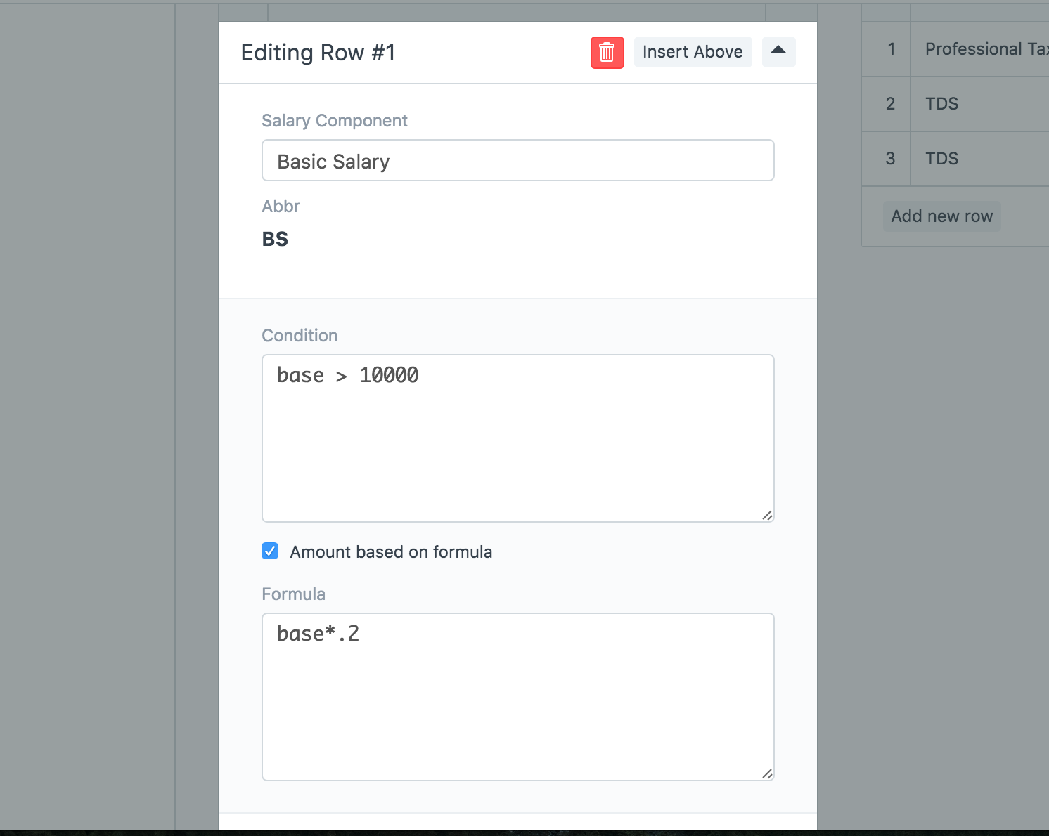 ERPNext Condition and Formula configuration